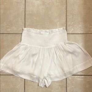 TCEC White Smocked Flowy Shorts
